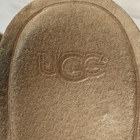 Ugg Adalie Sandals Womens 10 Gold Metallic Leather Thong Cork Buckle Strap Wedge - Picture 11 of 16